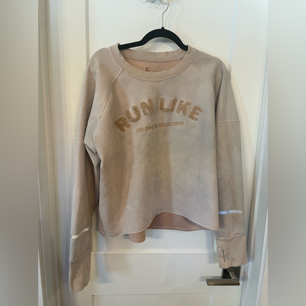 EUC H&M Sport athletic suede feel cropped sweatshirt size XL